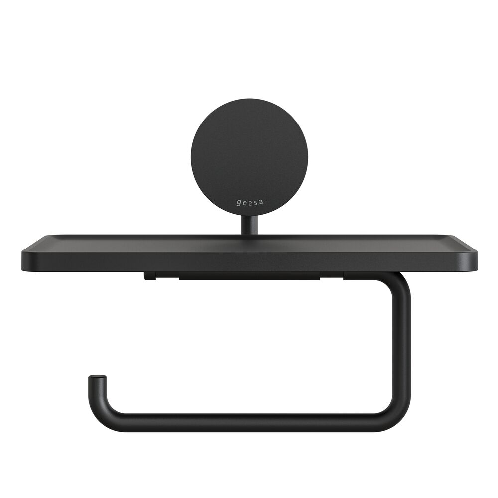 Geesa Opal toiletrolhouder met planchet zwart