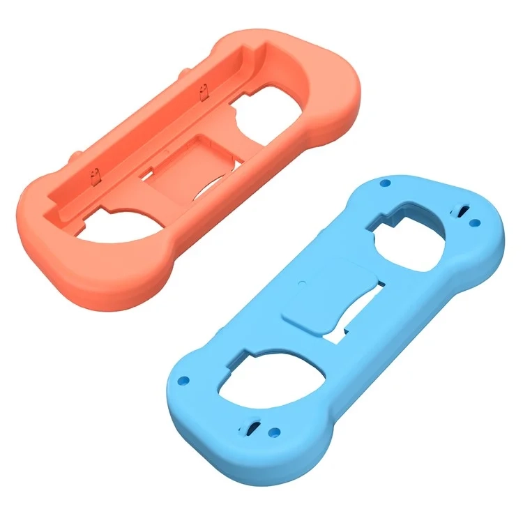 (2er Set) Griff Halterung Gamepad Hülle kompatibel mit Nintendo Switch 2 / Ergonomisches Controller Zubehör mit Spielekartenfach - Blau / Rot