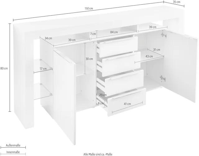 borchardt Möbel Sideboard »Lima« (192 oder 220 cm)