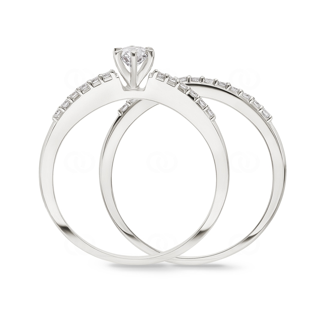 Verlobungsring mit Beisteckring 750/18 K Weissgold mit Diamanten 0.42 ct H/si
