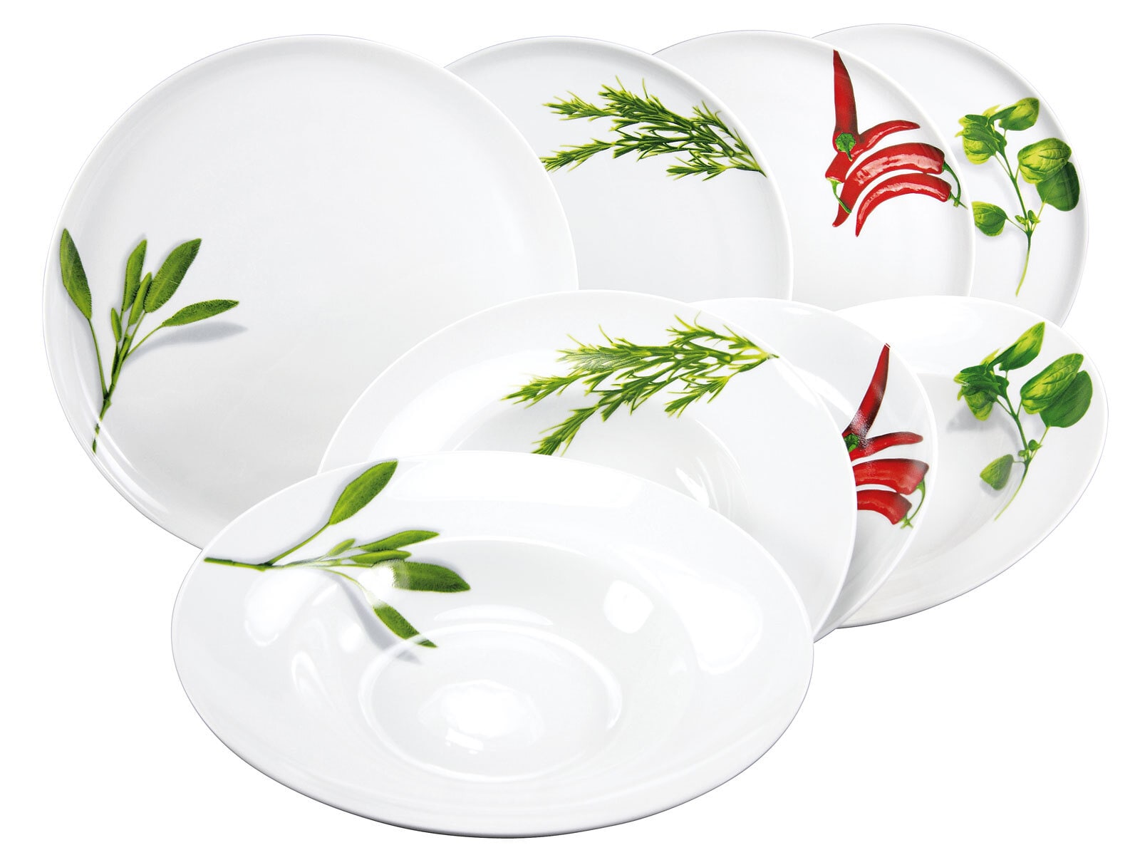 CreaTable Pastateller KRÄUTER SALBEI 6er Set weiß