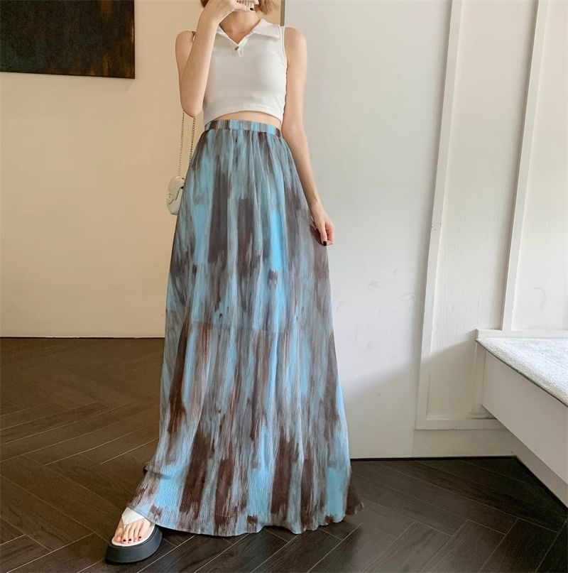 Cossita - Maxi A-lijn rok met elastische taille en tie-dye