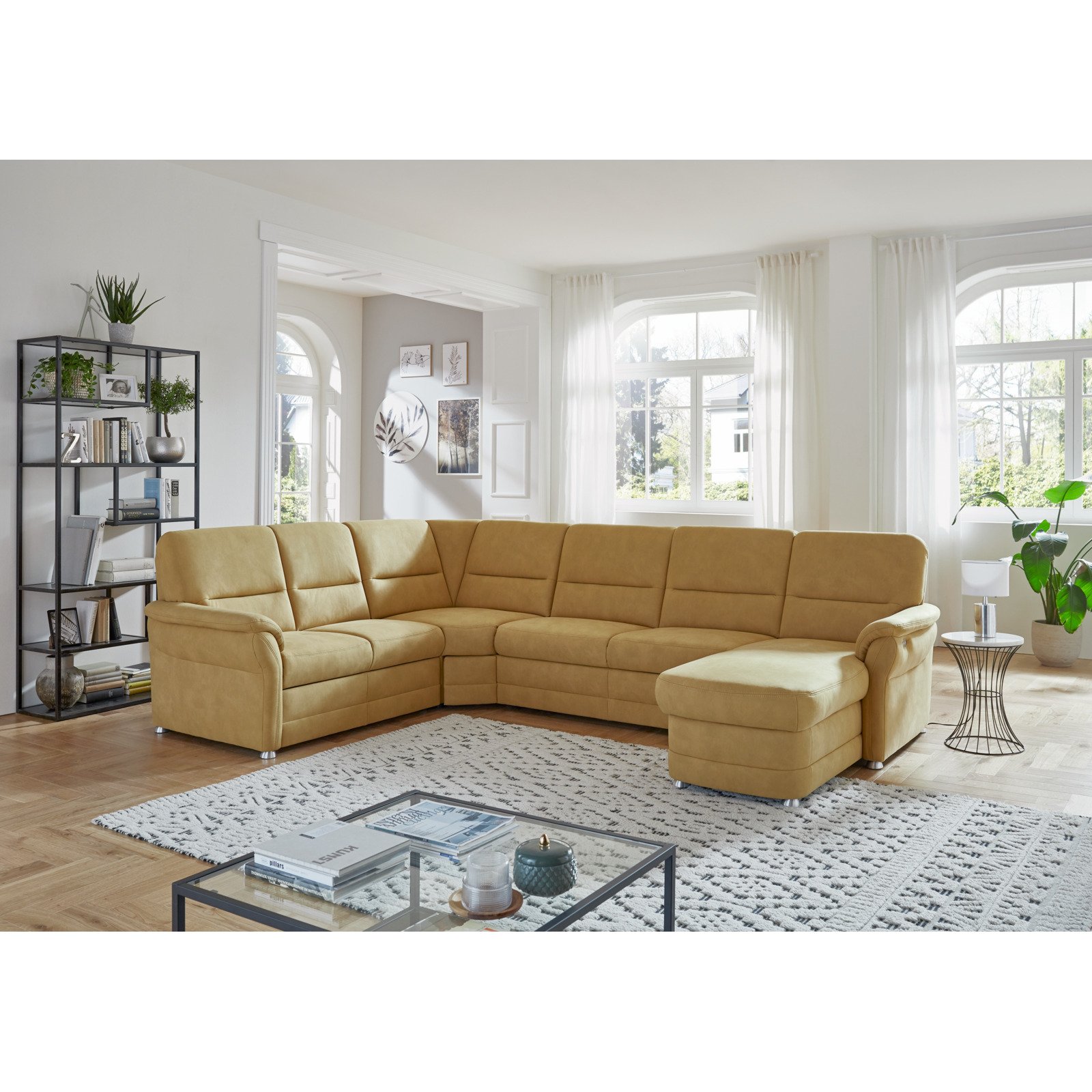 Wohnlandschaft Jena Stoff curry, Ottomane links