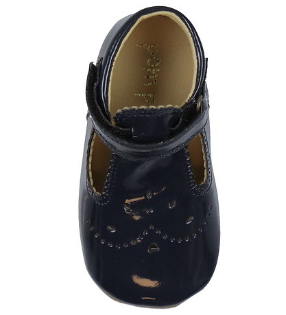 Pom Pom Ballerina Hausschuhe - T-Bar - Navy Patent