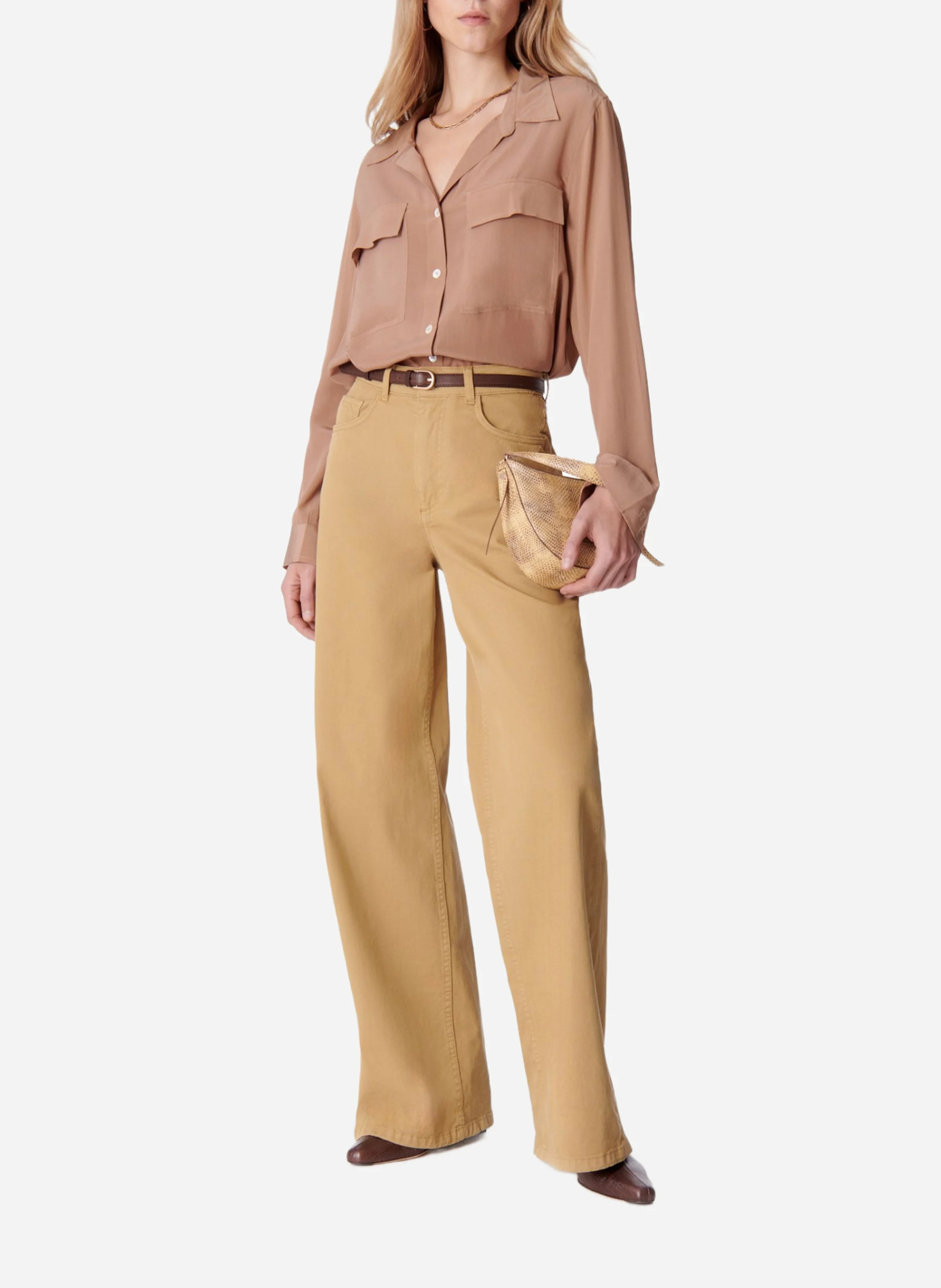 BILBAO - Jean droit taille haute| Beige