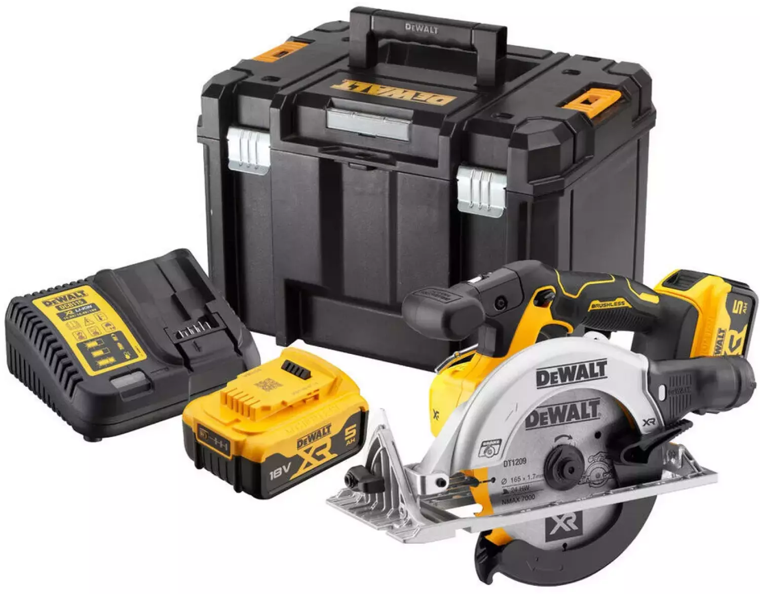 DeWALT DCS565P2-QW 18V Li-ion Accu Cirkelzaag set (2x 5.0Ah) in TSTAK koffer - 185 mm