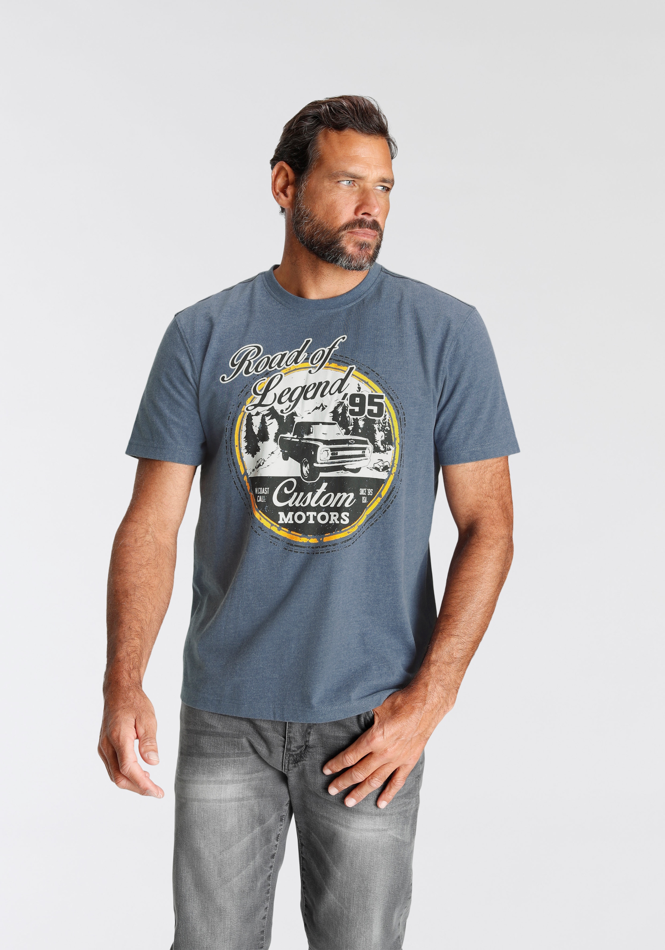 Man's World T-Shirt , Kurzarm,  meliert,  Rundhalsausschnitt,  aus Single Jersey