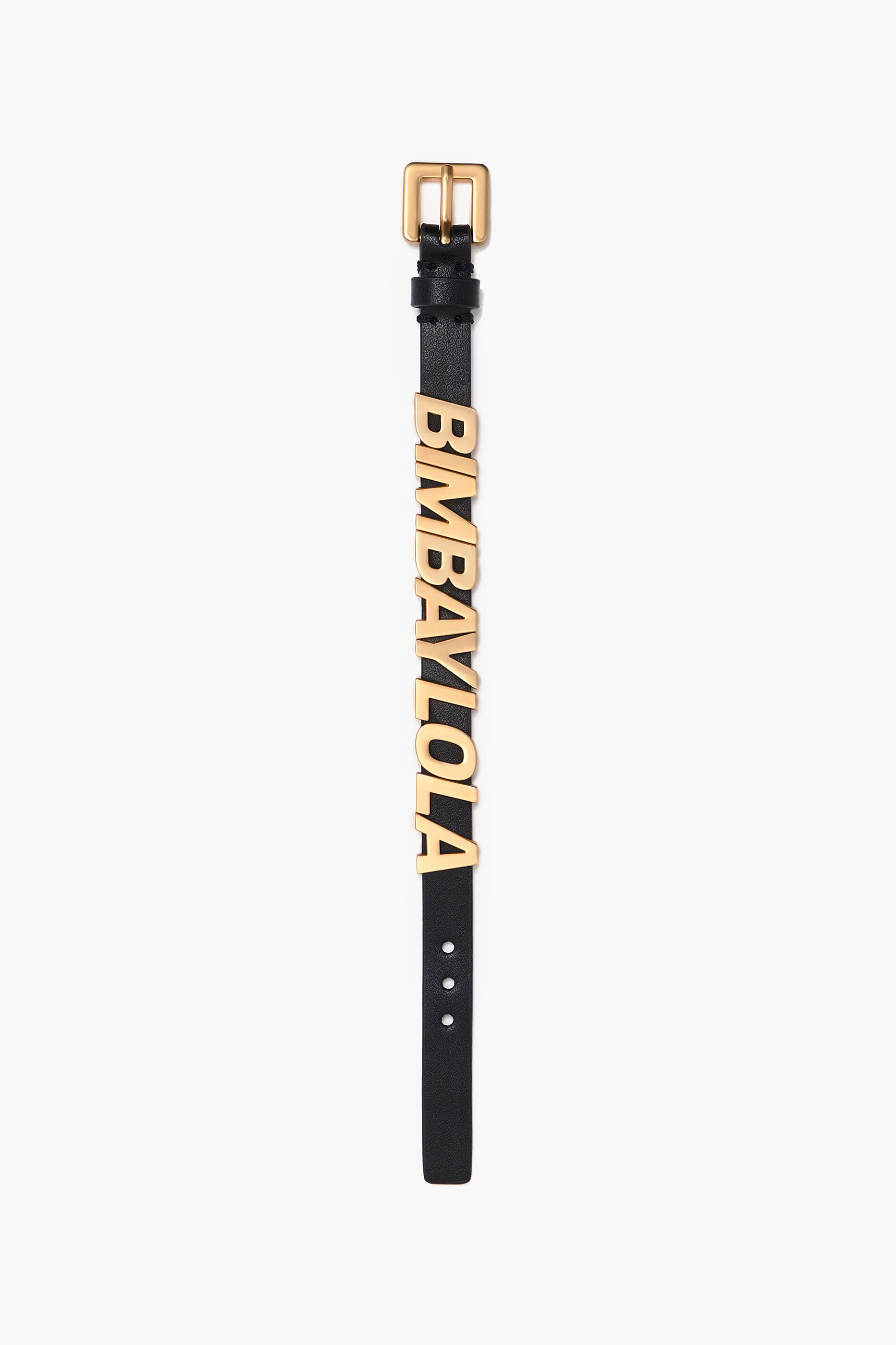 Pulseira de couro preta com logotipo