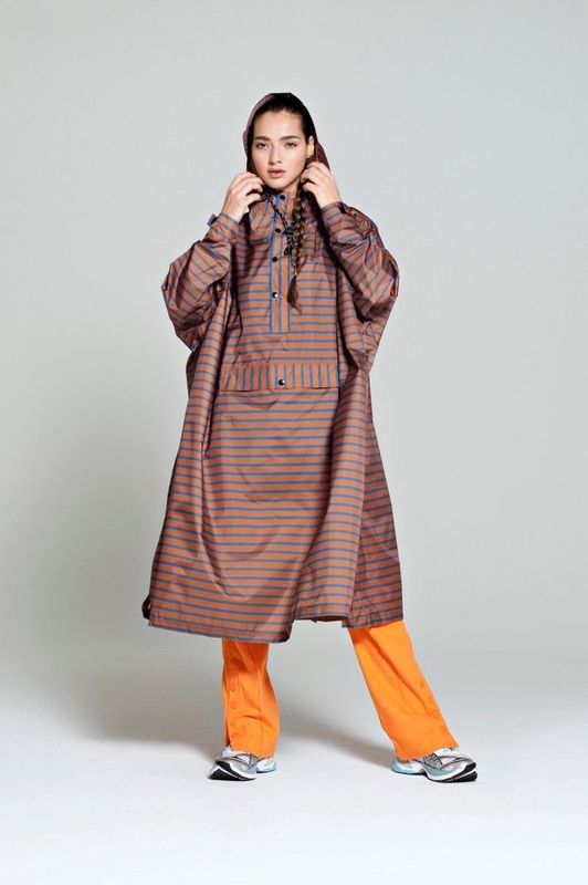 RAINKISS - Regenponcho - Breton Blue - One Size Fits Most - Bruin