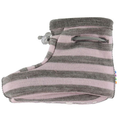 Joha Krabbelschuhe - Merinowolle - Rosa/Braun Melange