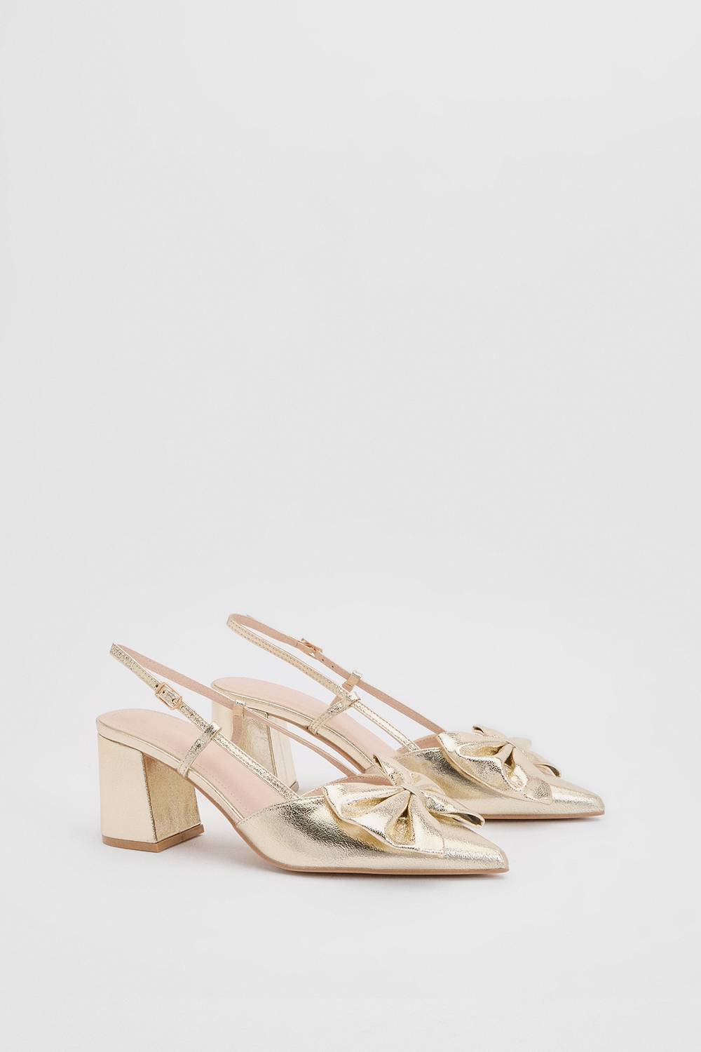 Oasis Chaussures Dorinda à Talon Bloc avec Nœud et Bride Arrière en synthétique Métallisé