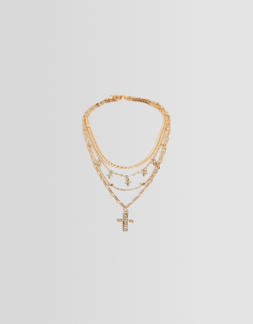 Conjunto de 4 colares com pingente de cruz
