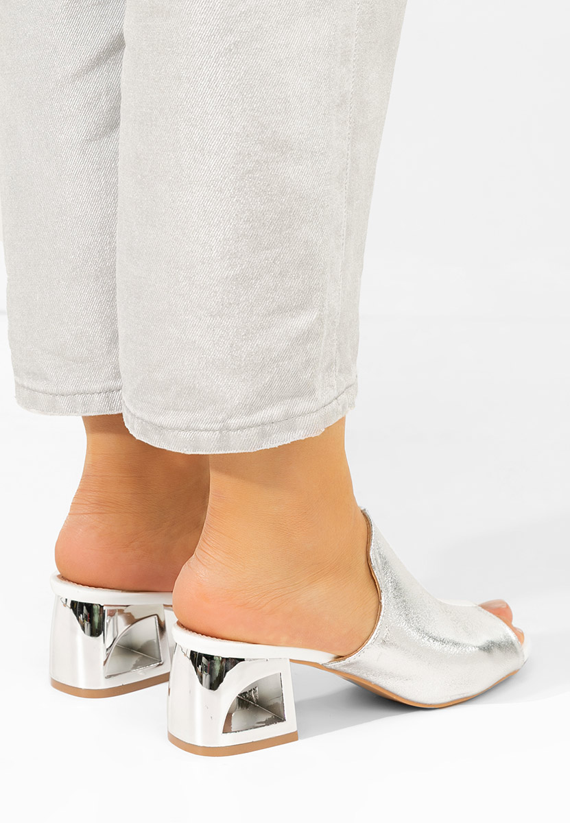 Mules à talon épais blancs Floriana V2