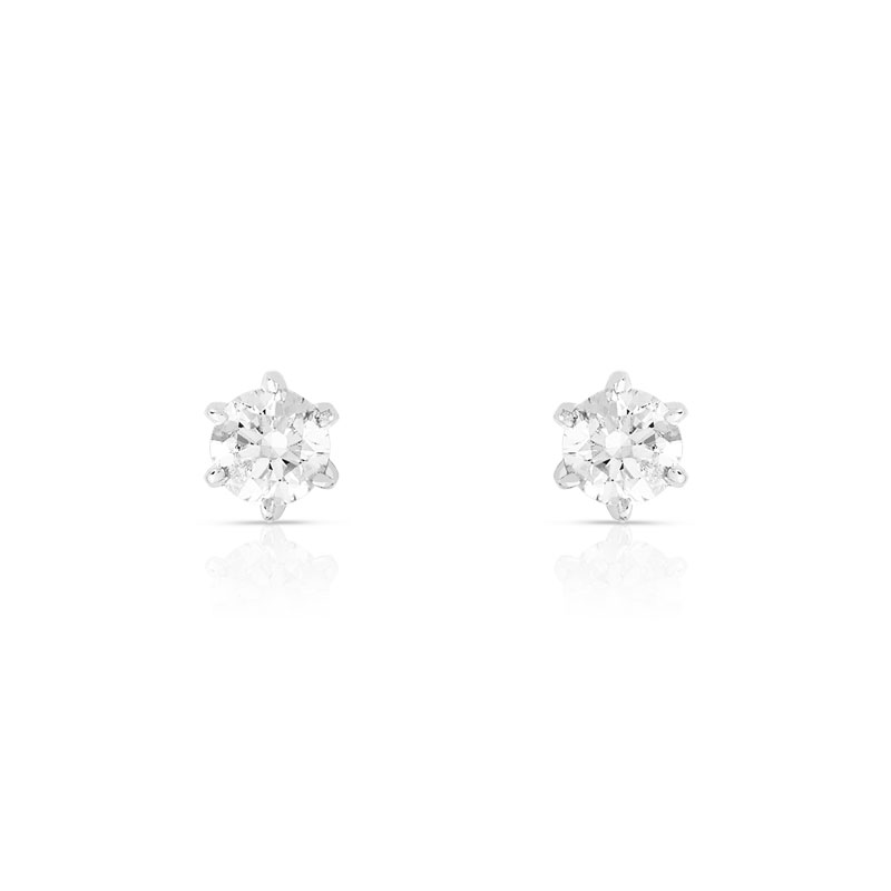Boucles d'oreilles or 750 blanc diamant