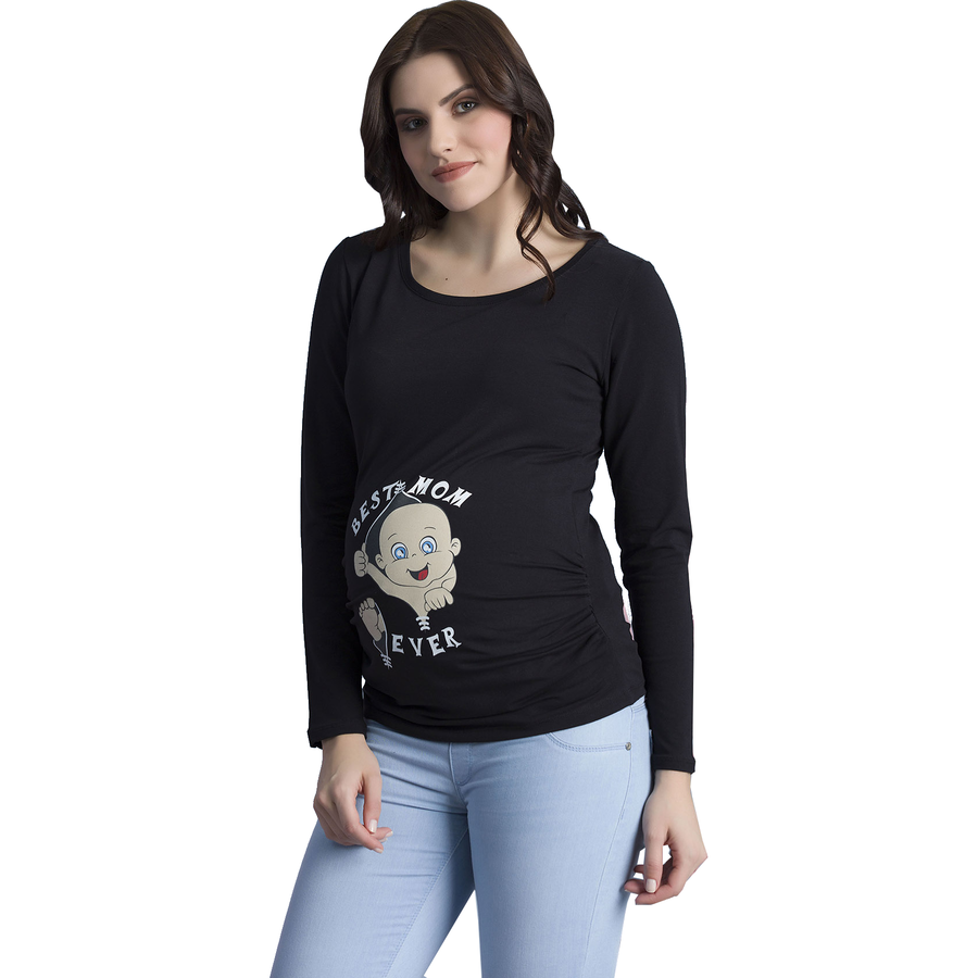 M.M.C. Umstandslangarmshirt Best Mom Ever mit Motiv Schwarz