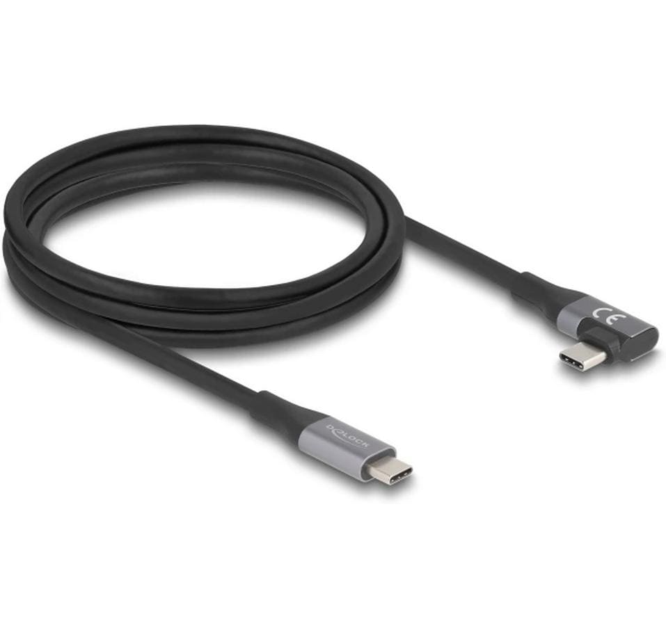 USB4-Kabel 20 Gbps PD 3.1 240 W USB C - USB C 2 mDelock USB 20 Gbps Kabel gewinkelt links / rechts USB PD 3.1 Extended Power Range 240 W 2 m