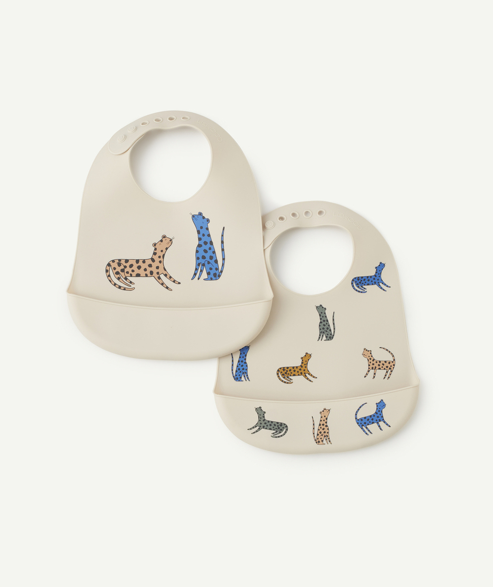 LIEWOODLOT DE 2 BAVOIRS EN SILICONE MOTIFS LÉOPARDS COLORÉS