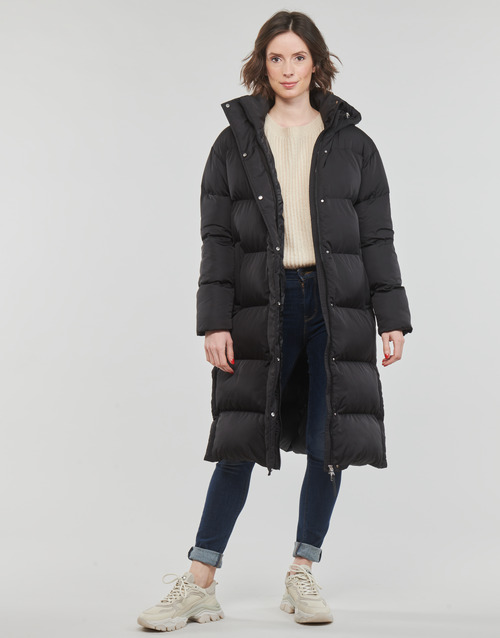 Superdry - LONGLINE HOODED PUFFER COAT - Noir