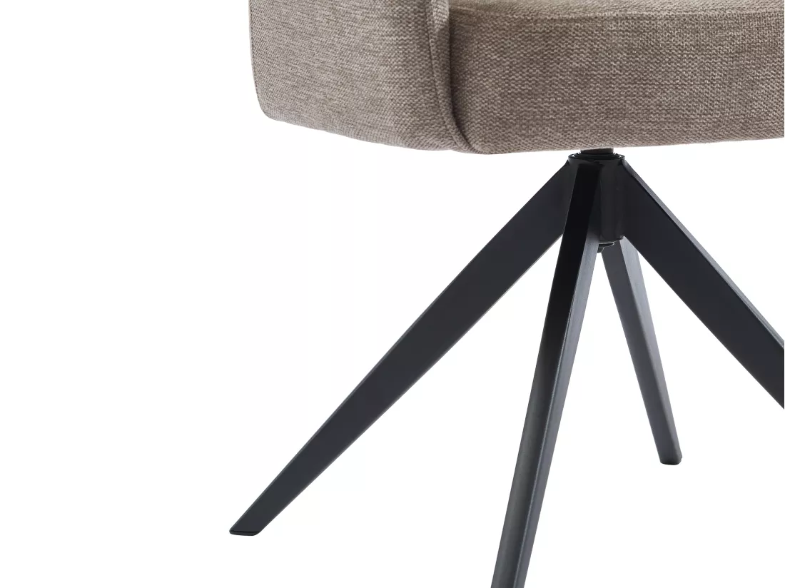 Chaise pivotante avec accoudoirs en tissu et métal noir - Taupe - KONYA