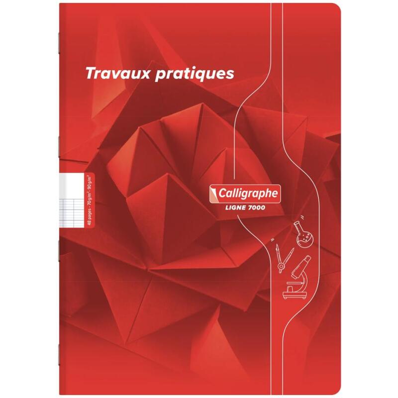 Cahier Travaux Pratiques piqué 7000 A4 48 pages grands carreaux 70 g + uni 90 g - Assortis