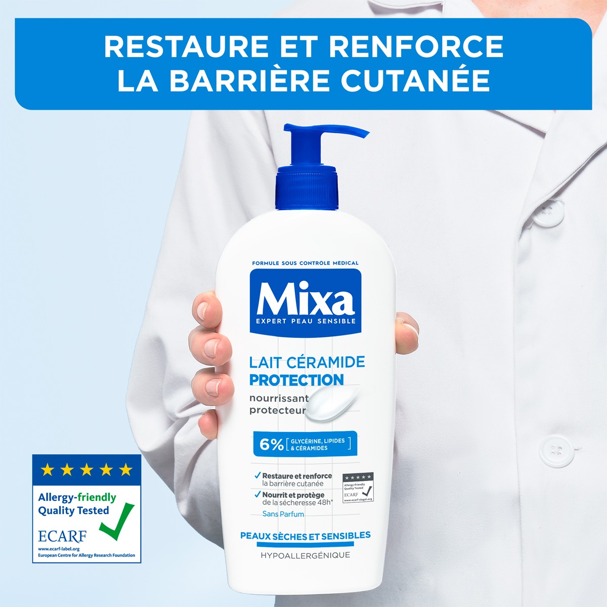 Lait nourrissant protecteur - Céramides & glycérine - Peaux sèches & sensibles - 400 ml