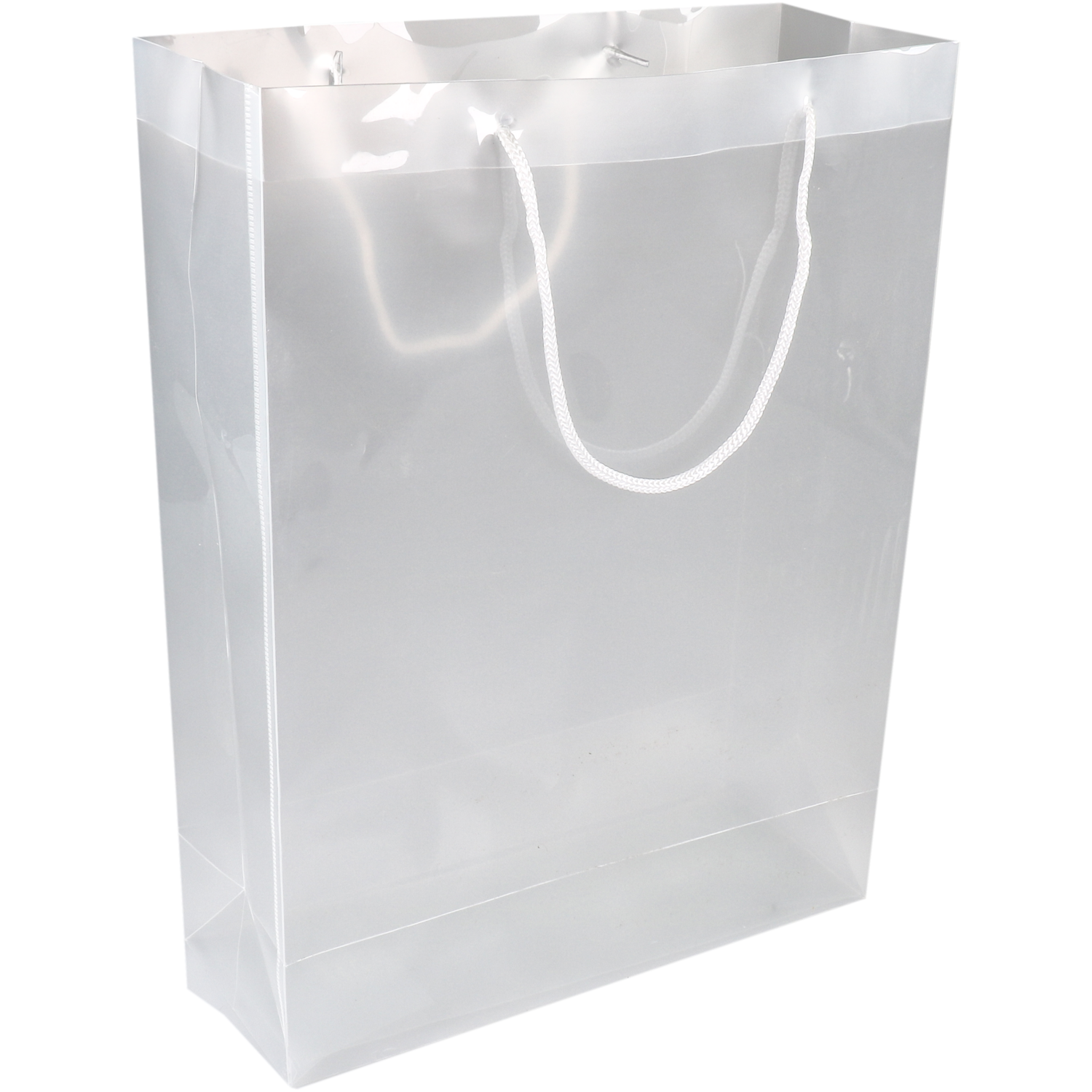 Tas, PP, luxueuze tas met koord, 30x 12x40cm, draagtas, transparant