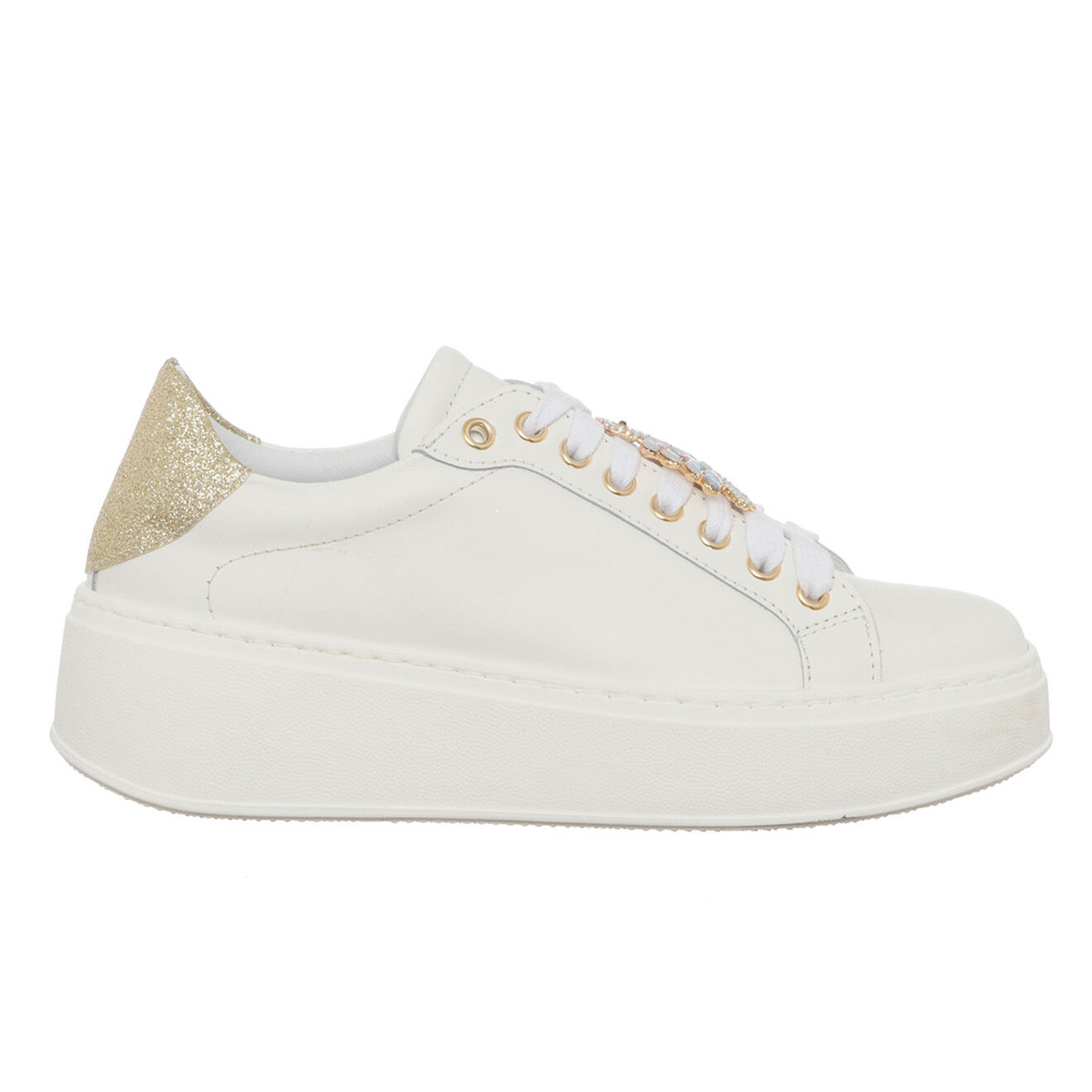 Loretta Pettinari Sneakers en Cuir Paga blanc/platine