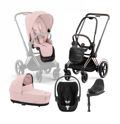 Cybex e-Priam Duovogn inkl. Cloud T & Base, Peach Pink/Rose Gold