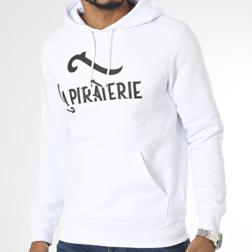 Sweat Capuche Logo Blanc Noir