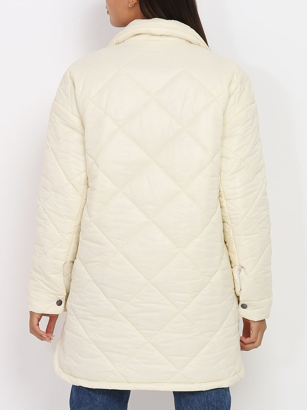 Doudoune matelassée à poches- Beige