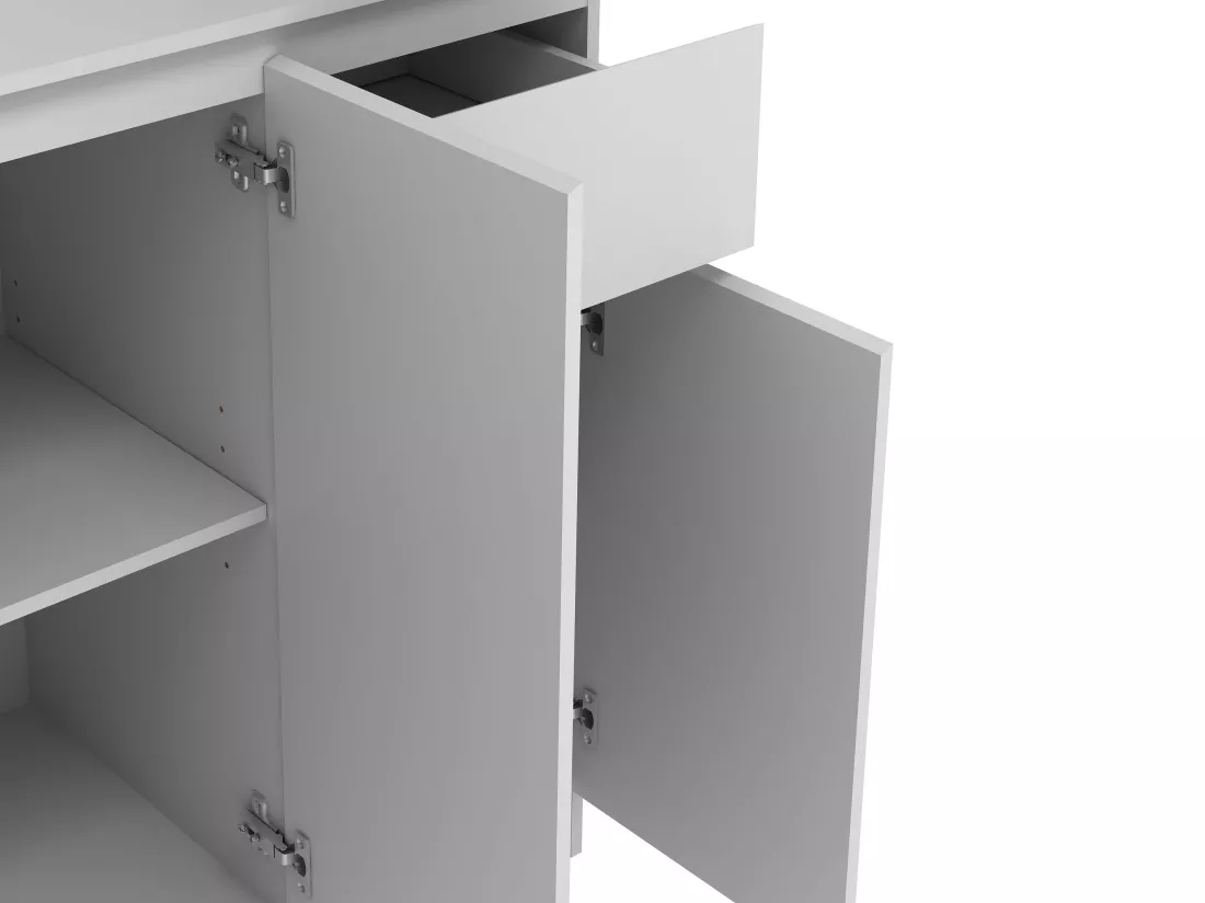 Buffet de cuisine avec 6 portes, 1 tiroir et 5 niches - Blanc - NIZALI