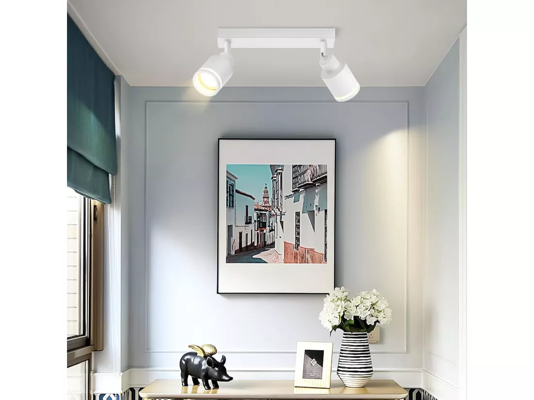 NETTLIFE Spot de plafond plafonnier moderne 2 ampoules orientables plafonnier GU10 métal