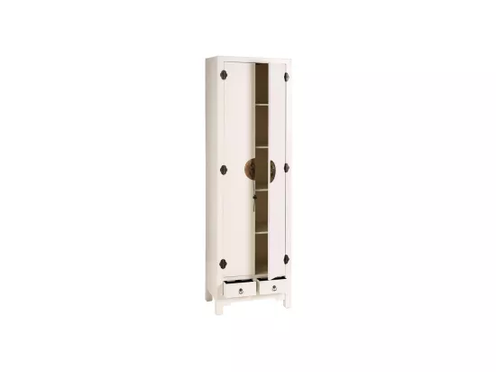 Armoire lingère 2 portes, 2 tiroirs Blanc Meuble Chinois - PEKIN