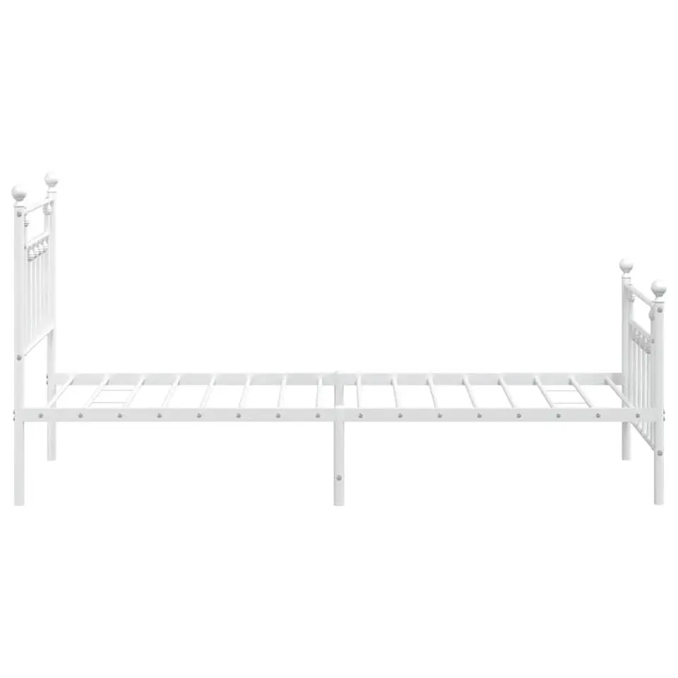 vidaXL - Bed frame met hoofd- en voeteneinde - Wit - Metaal - 90x200 cm