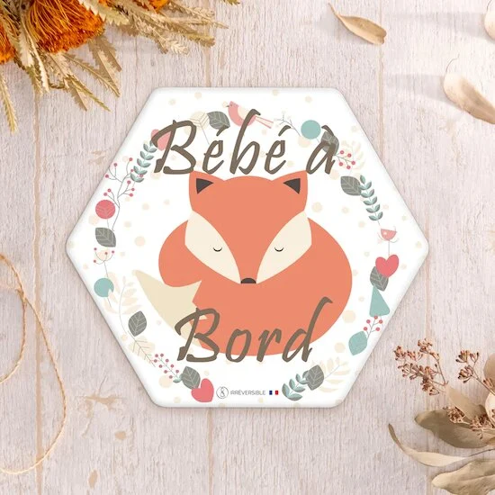 Autocollant bébé à bord   Renard        de               Irréversible