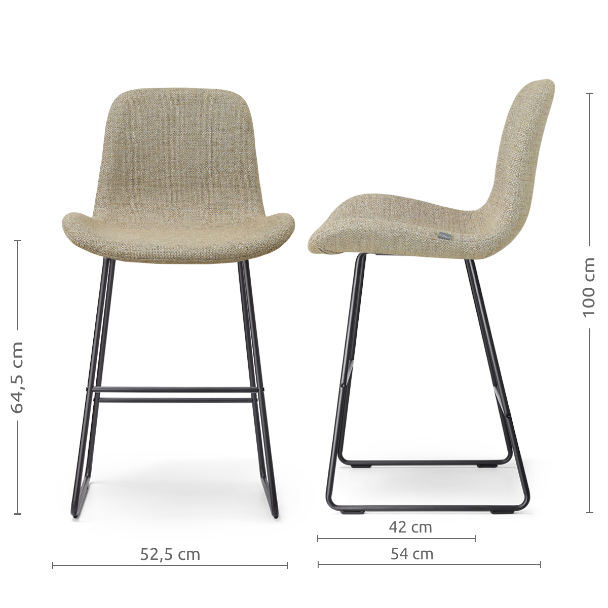Barkruk Nino-Fé zwart onderstel taupe melange 65 cm
