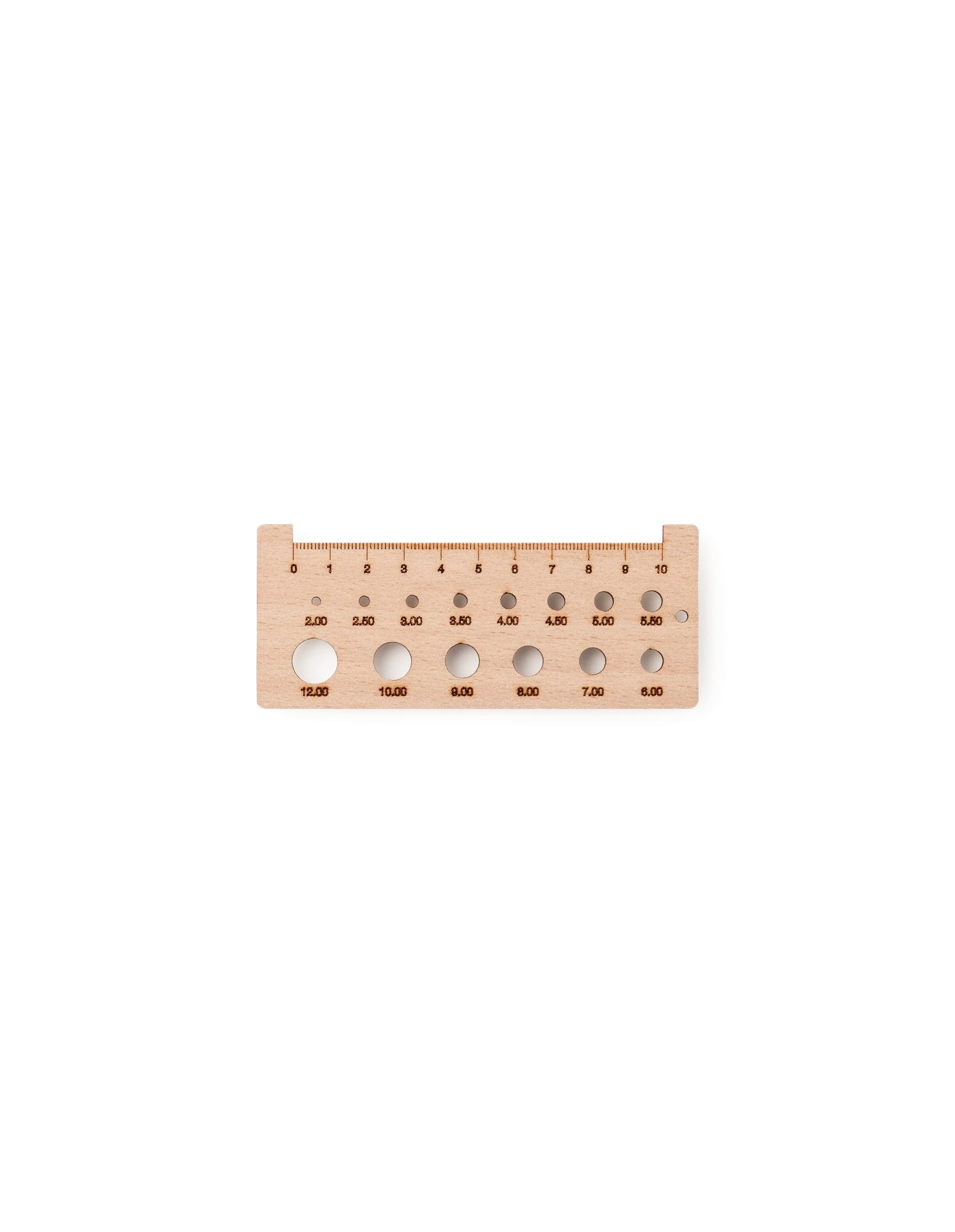 Strikkepindemåler | Bøgetræ. 12 x 5 x 0.3 cm. | Nature