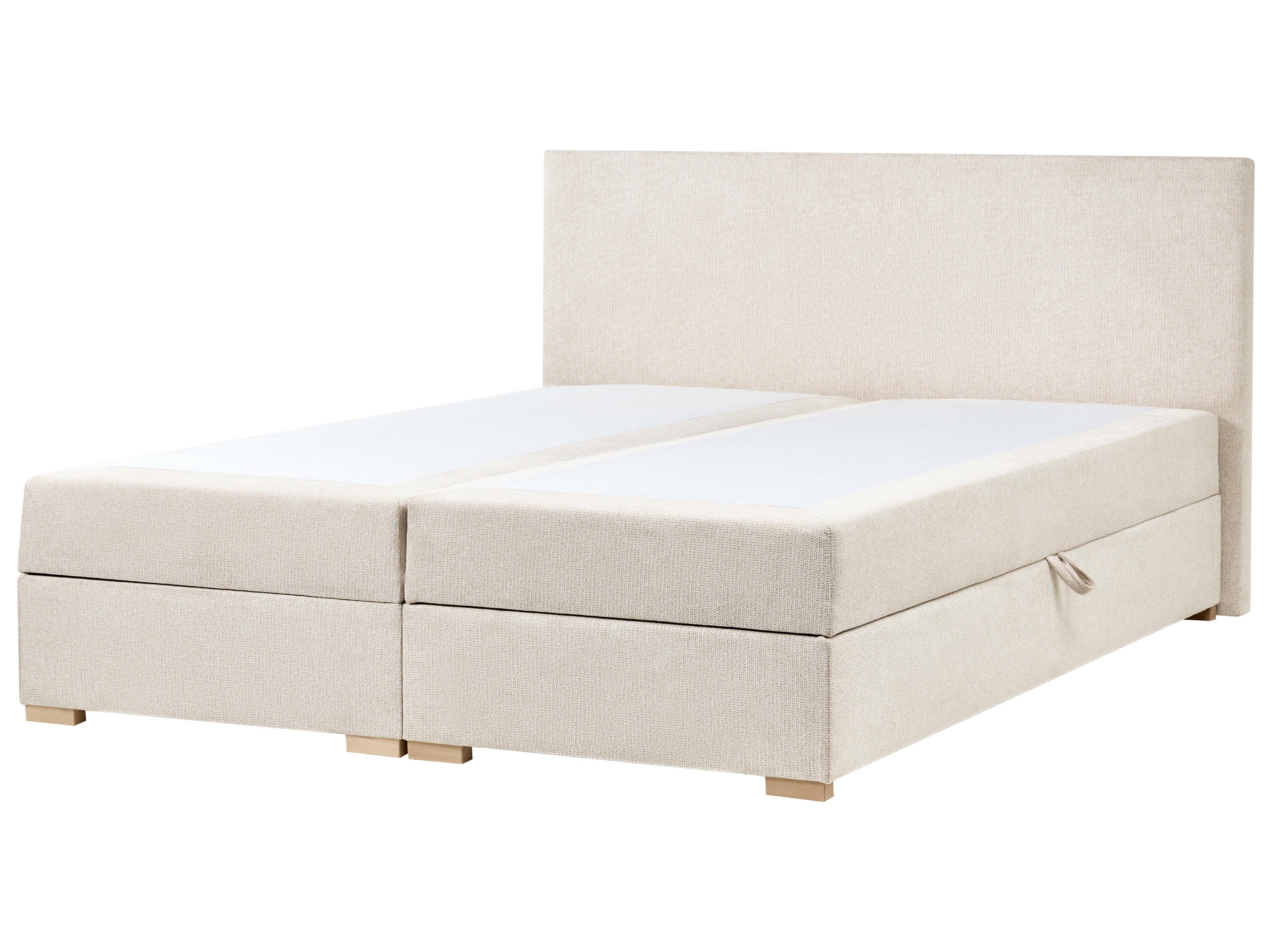 Boxspring met opbergruimte Stof MAJOR 180 x 200 cm Lichtbeige