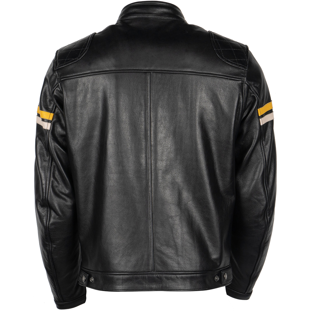 Helstons - Blouson Chevy cuir Noir / Jaune / Beige