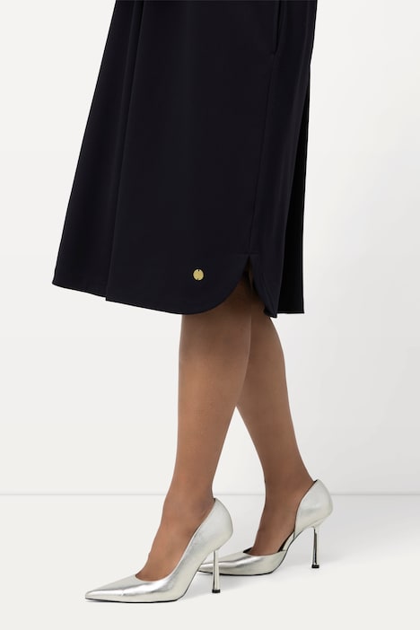 Punto-Kleid, Hemdkragen, V-Ausschnitt, Langarm, Taschen