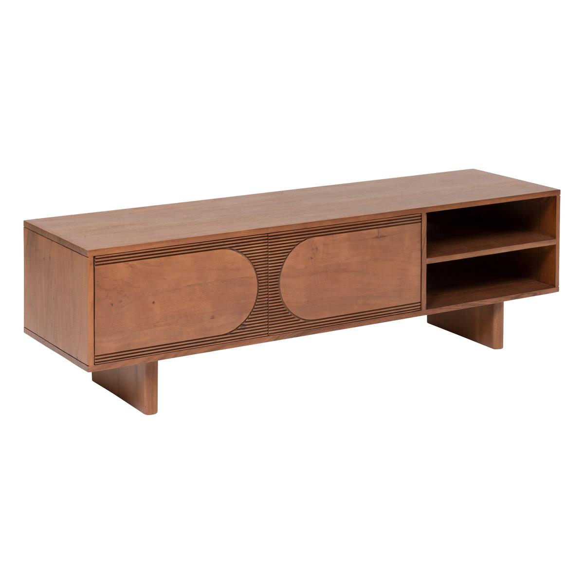 MEUBLE TV 2 PORTES NANDA MARRON D.147X45.5X40CM