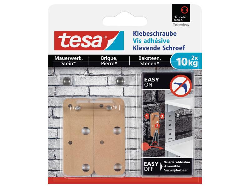 tesa Klebeschraube 10 kg für Mauern   Stein, rechteckig 2 Stück