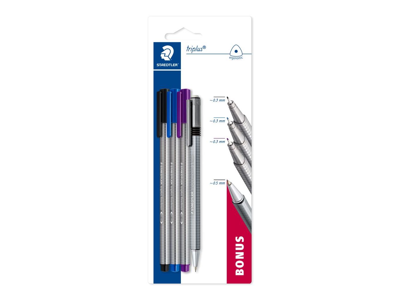 CONJUNTO FINELINER STAEDTLER 3 FINELINER 0.3MM   LAPISEIRA TRIPLUS MICRO 0.5MM