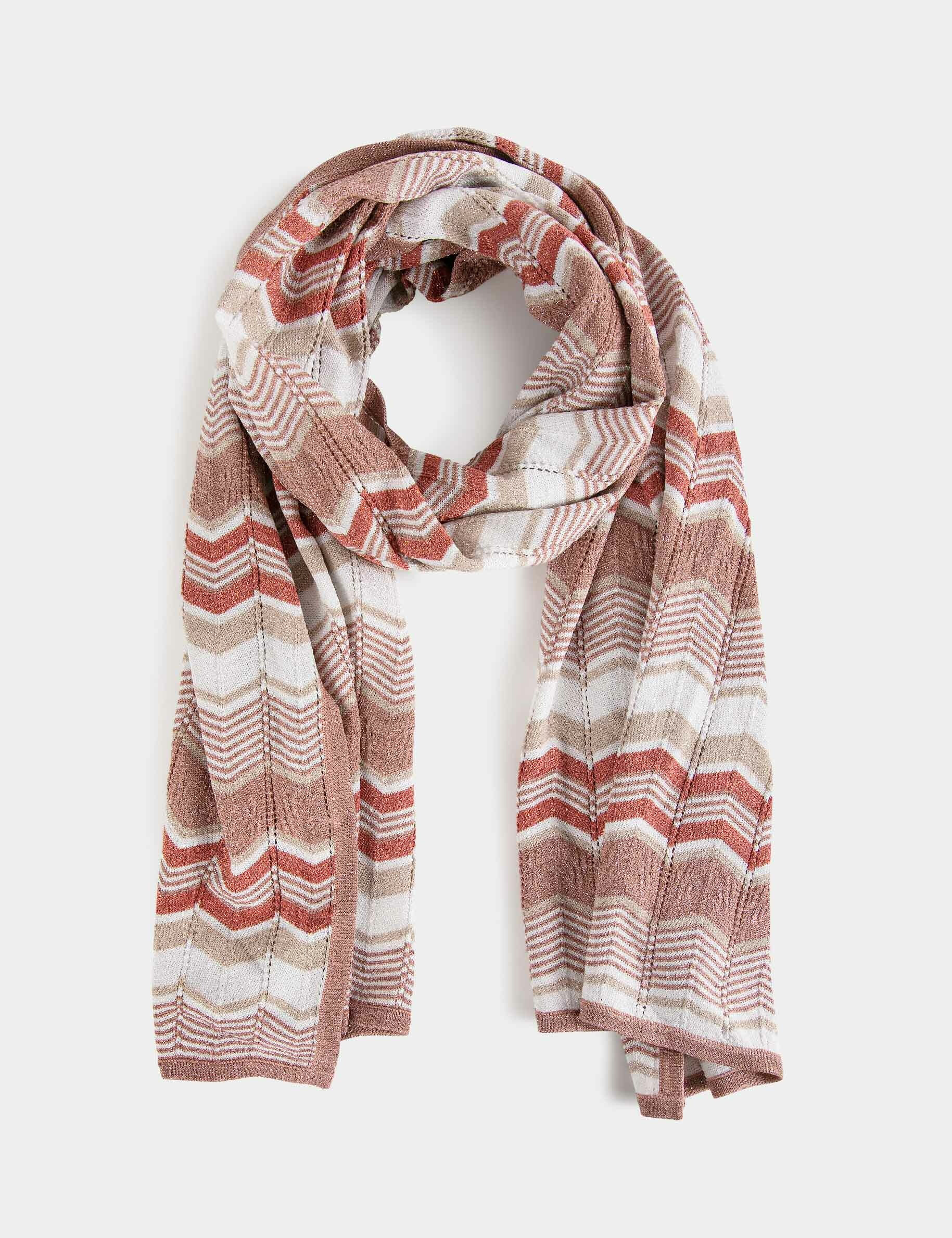 Foulard imprimé chevron rose femme - rose