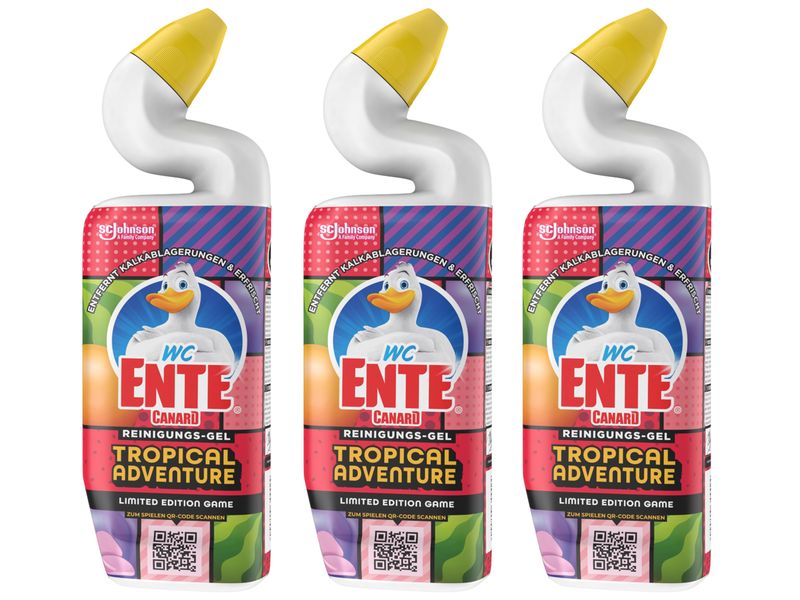 WC-Ente WC-Reiniger Total Aktiv Gel Tropical Adventure 3 x Flüssiger Toilettenreiniger