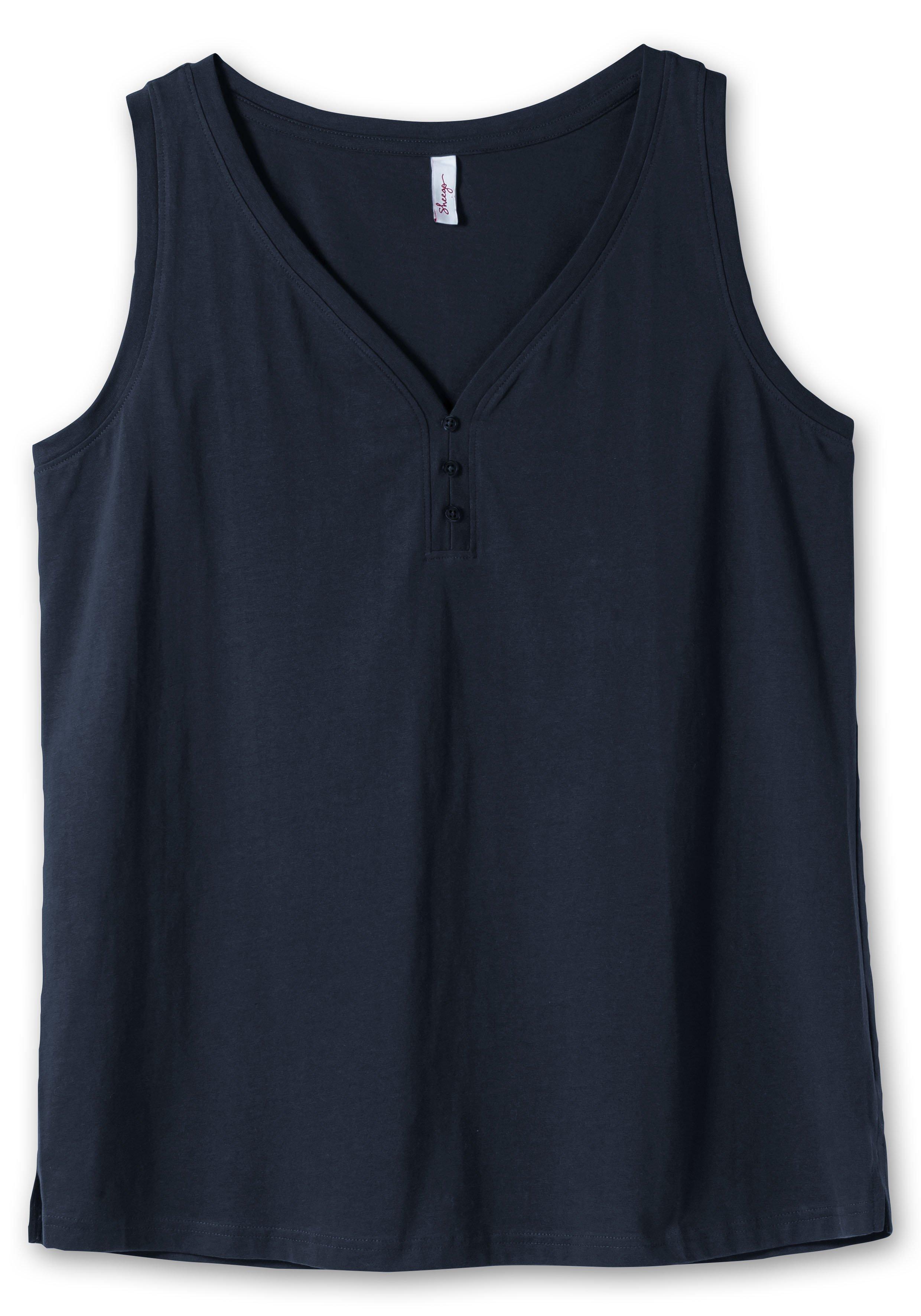 Tanktop mit V-Ausschnitt und Zierknopfleiste