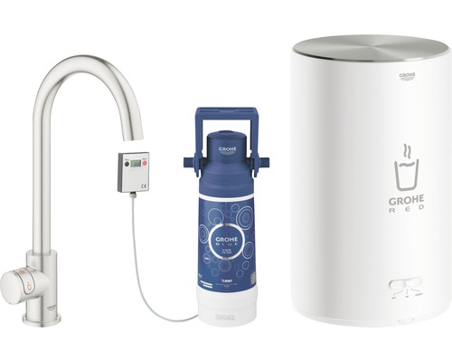 GROHE keukenkraan met filterfunctie en kokend heet water GROHE RED supersteel mat 30085DC1