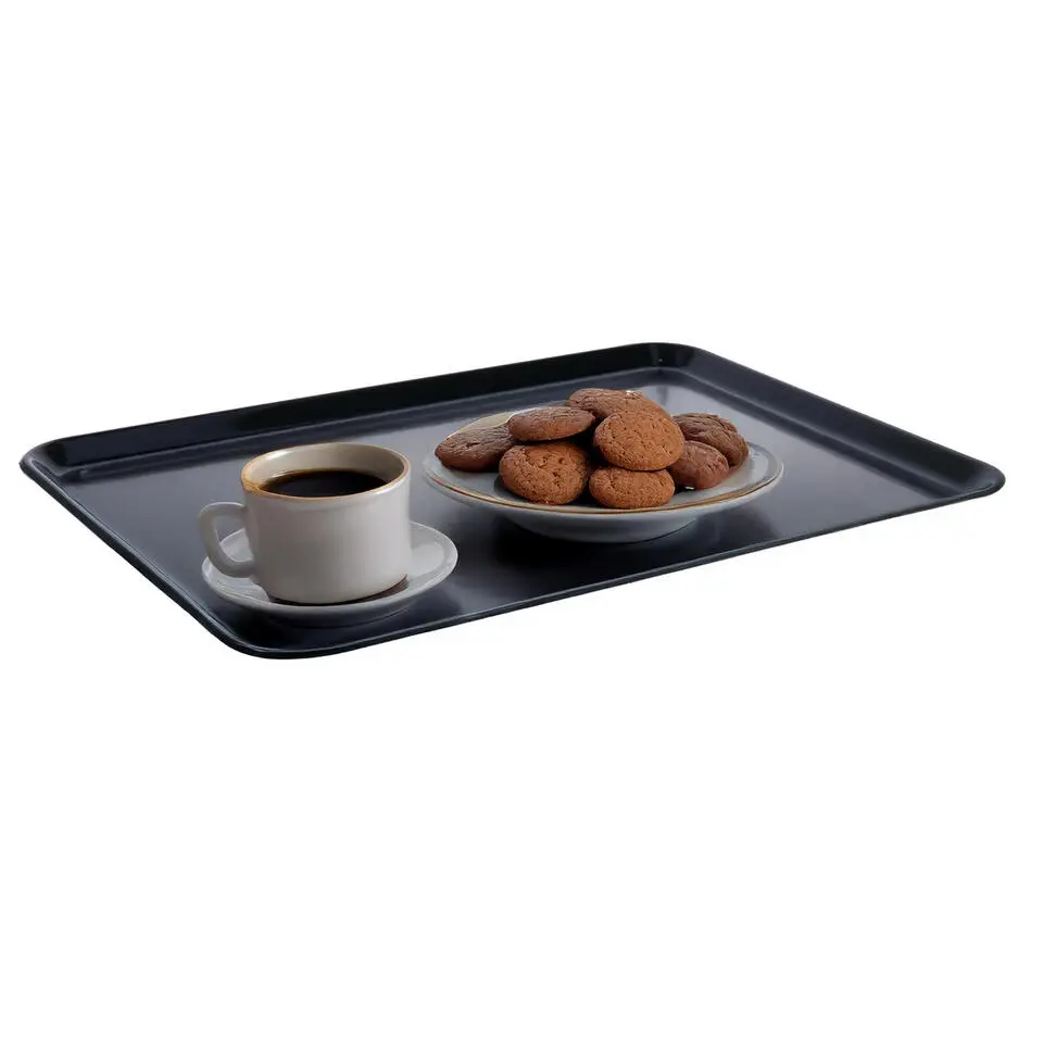 Plat Horeca dienblad - zwart - kunststof - 35 x 24 cm - Serveren