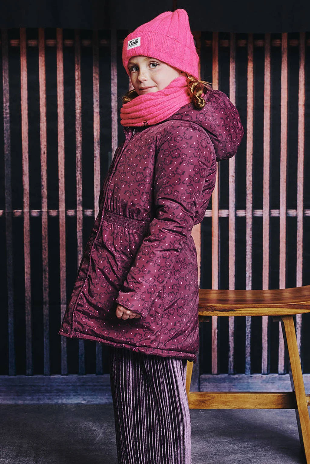 Z8 kids winterjas Channa donkerrood