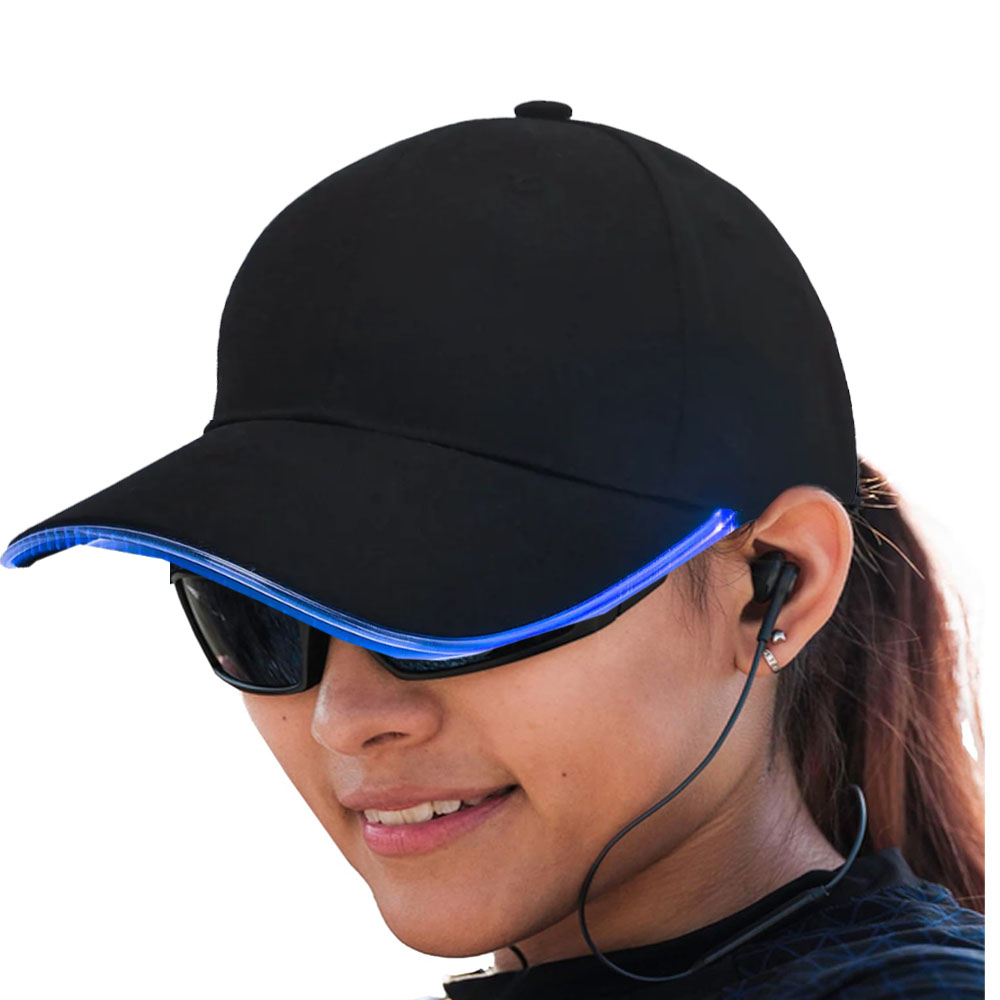 LED Party Cap Kostüm Accessoire Leucht Mütze mit 3 Beleuchtungsmodi (inkl. CR2016 Batterien) - Blau / Schwarz